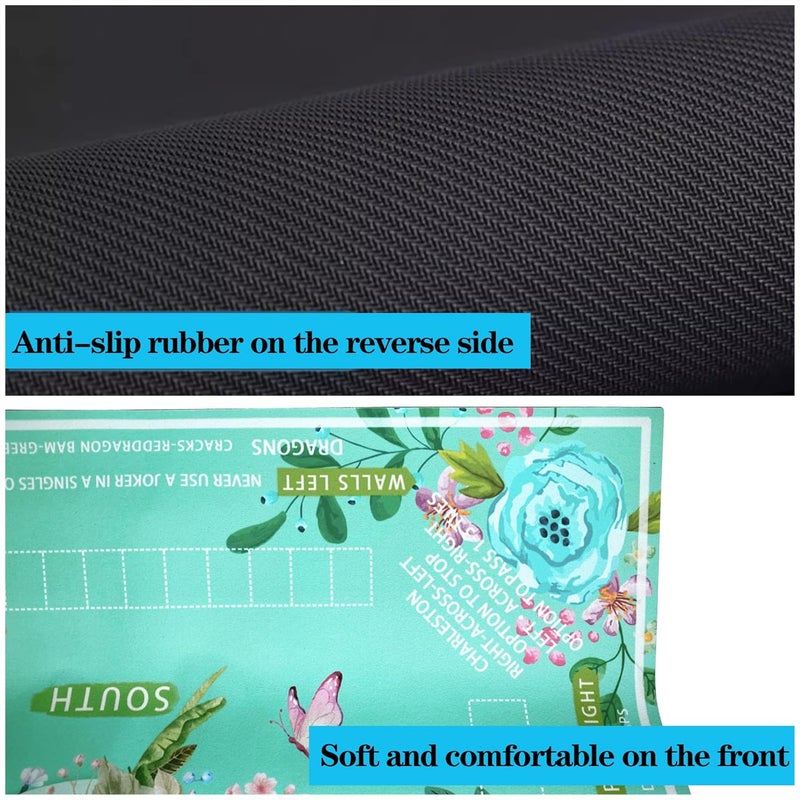 Pittera Mahjong mat for Table with Drawstring Bag/31.5Inch/American Mahjong Table Cloth with Rules mats， Noise Reduction Anti-Slip Game mat for Table，for Poker/Board Games/Card/Dominoes (Light Green) - Image 5